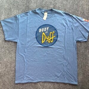 Universal Studios Body By Duff T-Shirt Mens 2XL Blue Simpsons Graphic